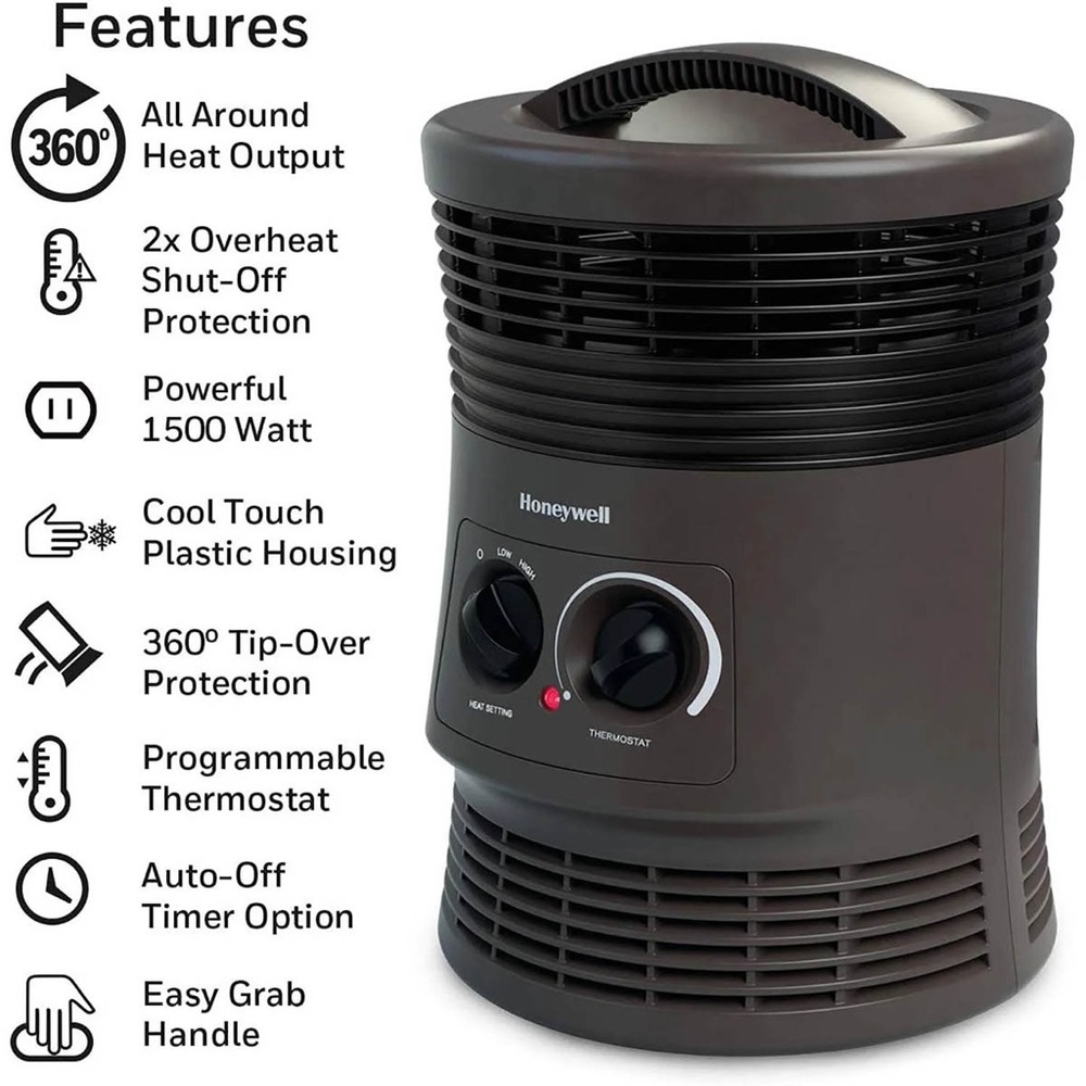 NEW Honeywell 360° Surround Heat Space Heater Warm Cozy Home Office Livingroom - Picture 4 of 10